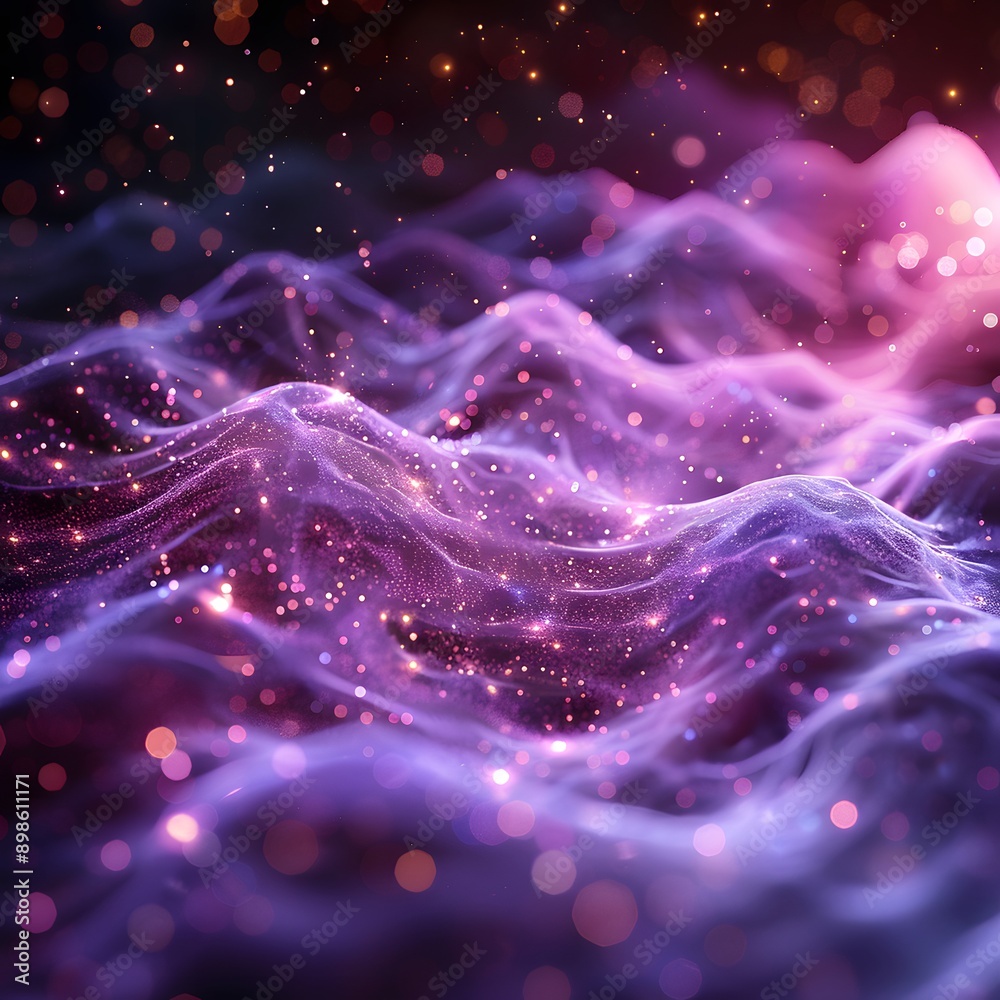 Digital purple particles wave and light abstract background Digital purple particles wave and light abstract background