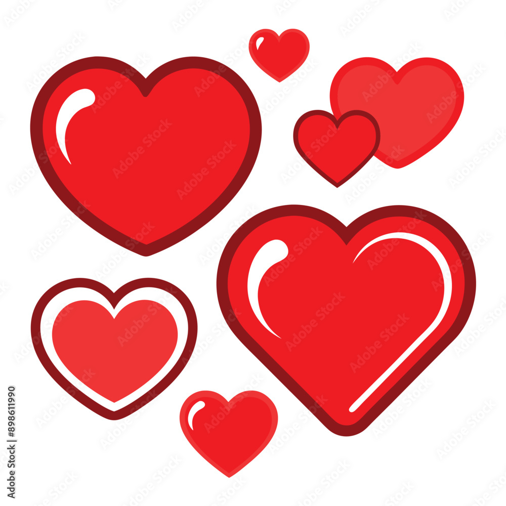 set of red heart icons, collection of red heart vector icons set of red heart icons, collection of red heart vector icons