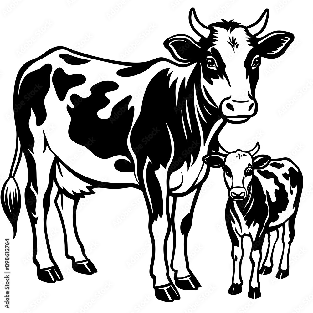 Fototapeta premium baby cow with mother cow Vector