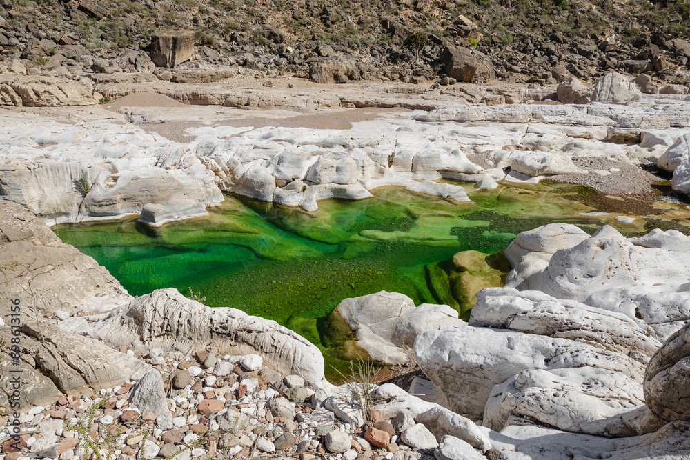 Kalysan Canyon with water of an amazing color! Socotra delights with its interesting and original views and nature.