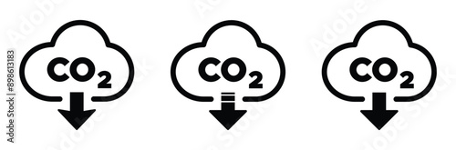 Trendy CO2 reduction flat vector icons
