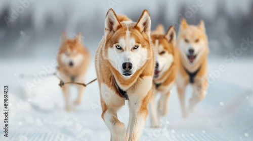 Thrilling Adventure A Sled Dog Team Racing Through the Majestic Snowy Wilderness