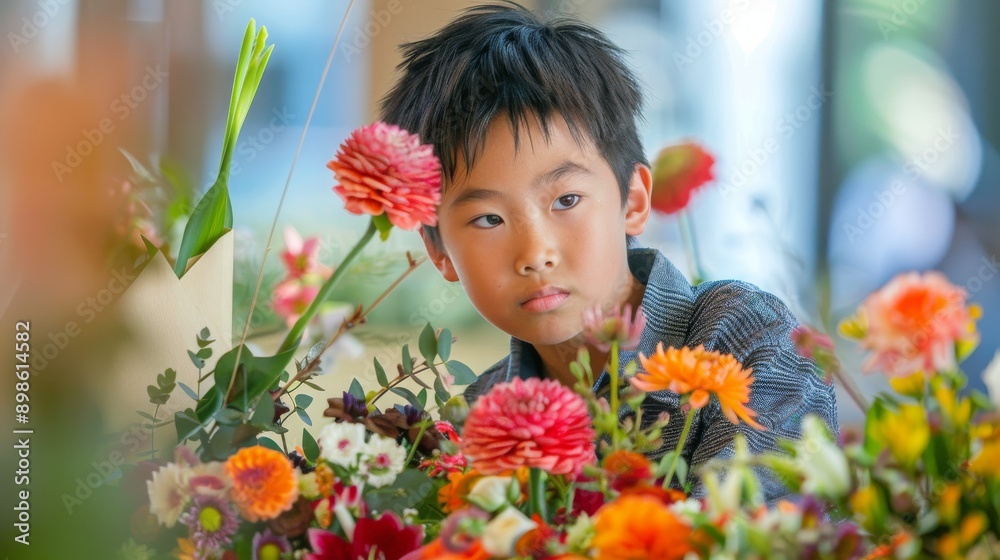 Child prodigy creating a colorful tropical paradise Child prodigy creating a colorful tropical paradise