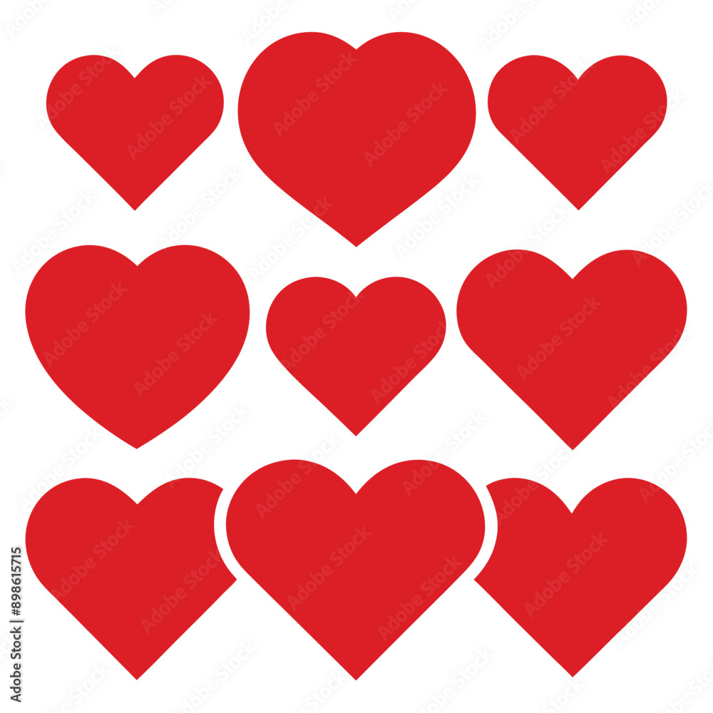 set of red heart icons, collection of red heart vector icons set of red heart icons, collection of red heart vector icons