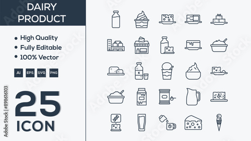 Dairy product icon collection vector illustrator