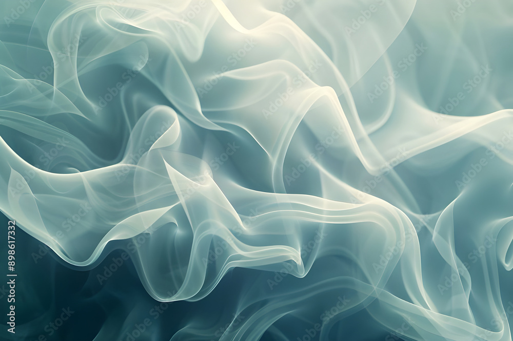 A mesmerizing abstract art piece featuring flowing smoke patterns in serene grey tones, creating a tranquil and fluid visual effect.