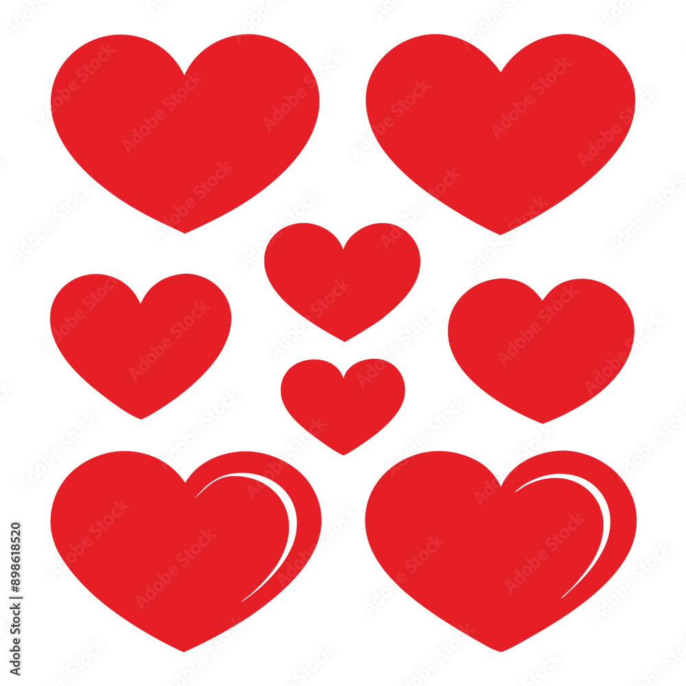 set of red heart icons, collection of red heart vector icons set of red heart icons, collection of red heart vector icons
