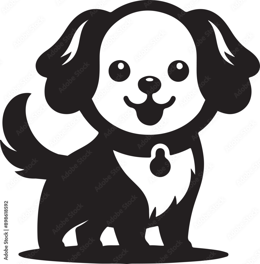 Cute Puppy Dog Silhouettes Vector Illustration on a White Background Cute Puppy Dog Silhouettes Vector Illustration on a White Background