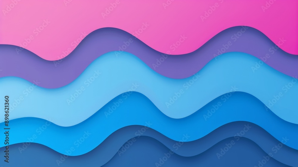 Abstract background forming wavy shapes with shadow effect, in blue and pink colors Abstract background forming wavy shapes with shadow effect, in blue and pink colors