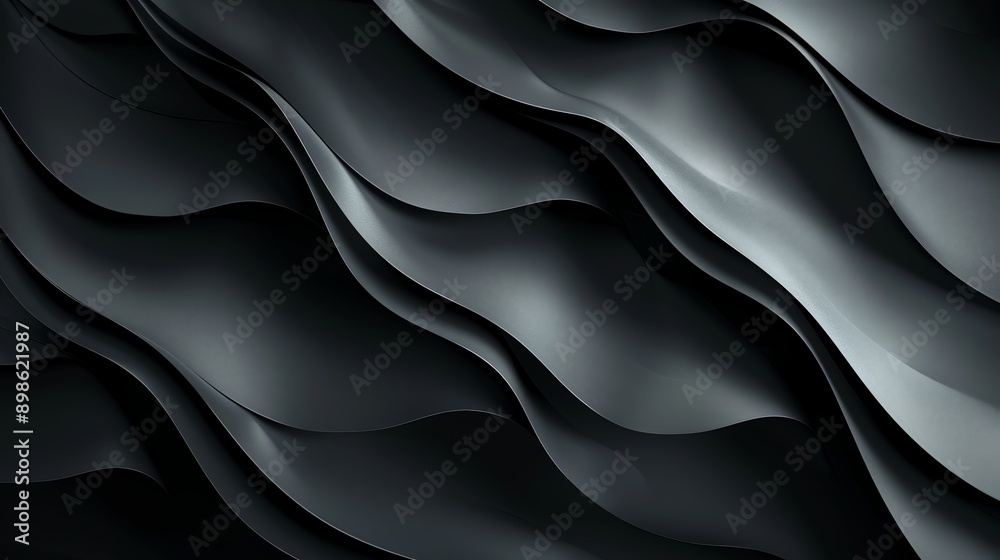 Elegant pattern of smooth wavy lines on abstract dark background