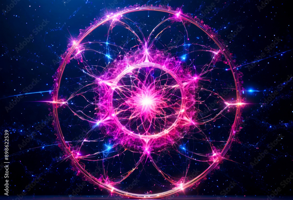 Abstract Neon Circle with Glowing Lights. Abstract Neon Circle with Glowing Lights.