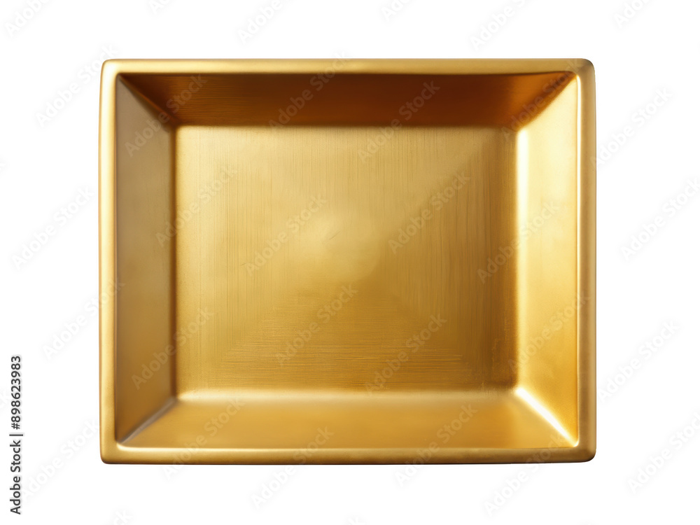 Golden Square Metal Tray. Perfect for serving or decorative use, featuring a sleek and modern design. Isolated on transparent background, png. Golden Square Metal Tray. Perfect for serving or decorative use, featuring a sleek and modern design. Isolated on transparent background, png.