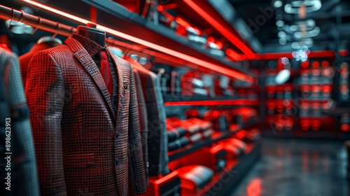 Wallpaper Mural Fashion Store Interior with Suit Mannequin under Red Lights. Torontodigital.ca