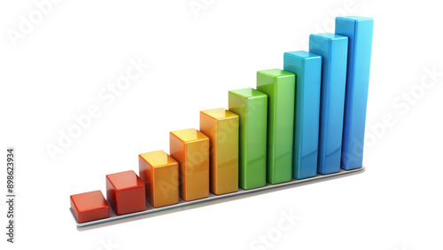 Free Download 3D illustration of a colorful growing bar graph chart. Concept of success, growth, and progress in business and data analysis. - GFXLoad