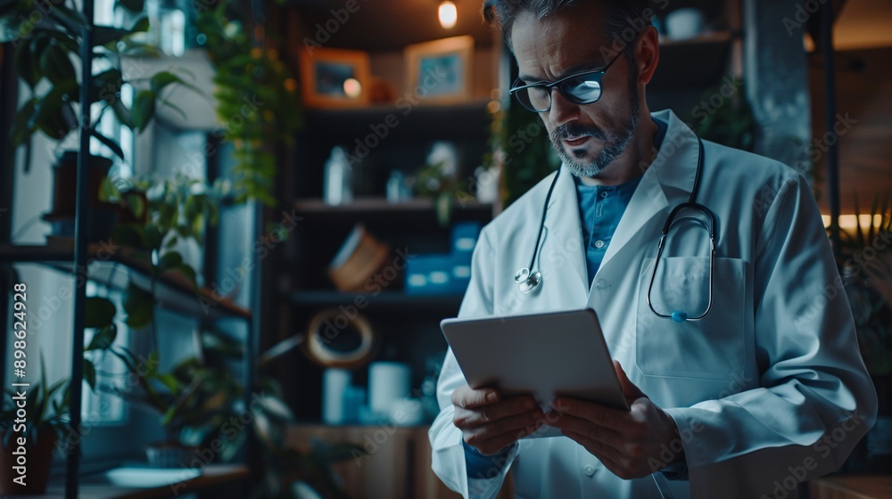 Doctor doing tele medicine with smartphone and laptop technology. Online lifestyle trends by using ai and app concepts. Doctor doing tele medicine with smartphone and laptop technology. Online lifestyle trends by using ai and app concepts.