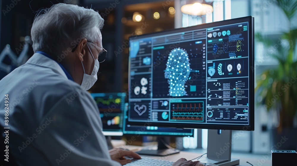 Bio technology by using AI datum machine for CT Scan and analysis. Datum futuristic healthcare concepts. Bio technology by using AI datum machine for CT Scan and analysis. Datum futuristic healthcare concepts.
