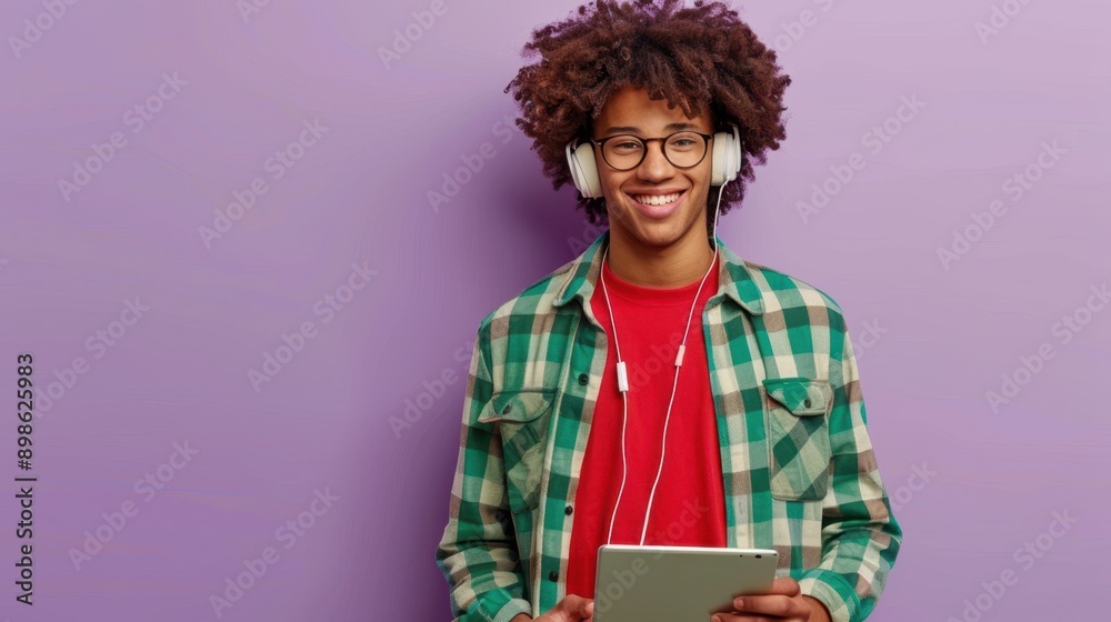 A man with headphones A man with headphones