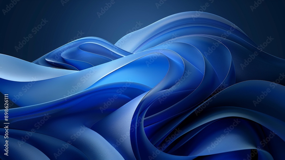 Obraz premium Smooth dark lines on abstract blue background