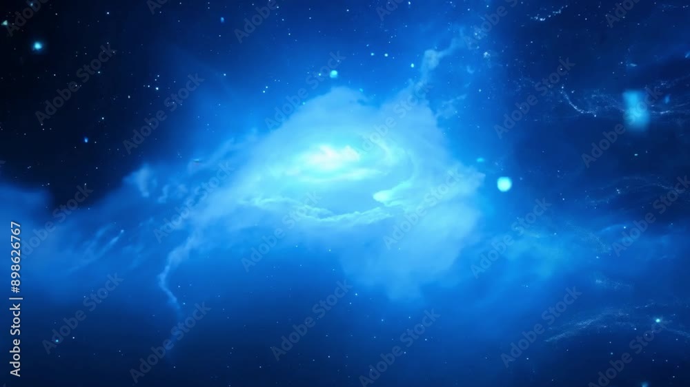 Blue Cosmic Energy Nebula in Space. Blue Cosmic Energy Nebula in Space.
