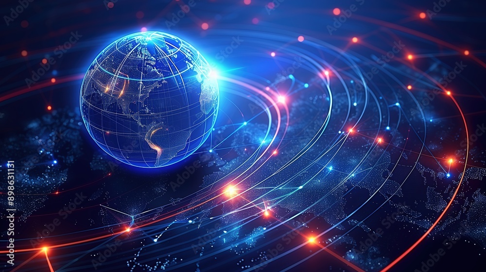 Global Tech Earth: 3D Digital Connected Network Background with Networking, Line Lights, Data Transmission, Transfer Speed, Internet, Triangle Digital Data, Worldwide Big Data Cloud Global Tech Earth: 3D Digital Connected Network Background with Networking, Line Lights, Data Transmission, Transfer Speed, Internet, Triangle Digital Data, Worldwide Big Data Cloud