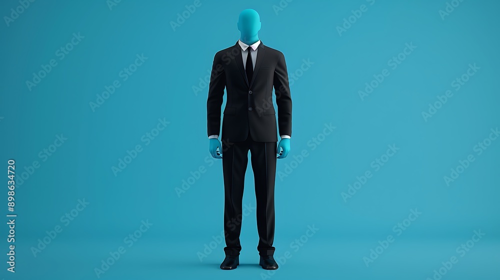 Full body a business suit mock up black isolated on a blue background