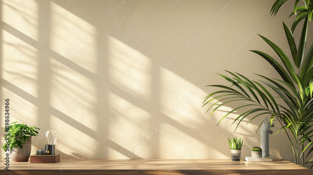 Empty workplace with desk and plant in office room, copy space. work from an atmospheric home office full of green plant. Empty workplace with desk and plant in office room, copy space. work from an atmospheric home office full of green plant.