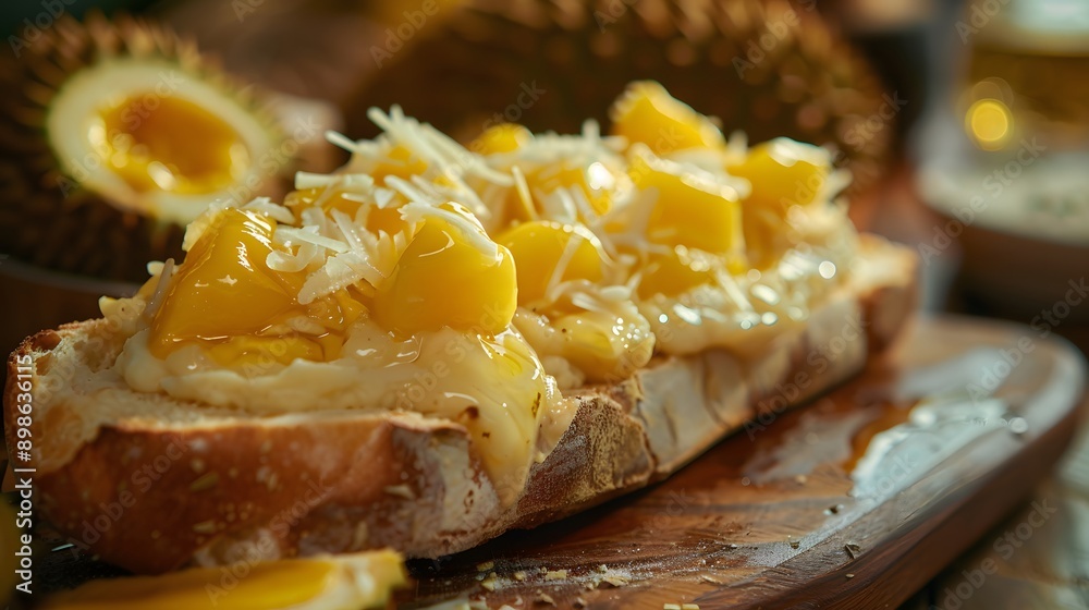 Bread with delicious durian jam topping, Cake with delicious durian jam topping Bread with delicious durian jam topping, Cake with delicious durian jam topping
