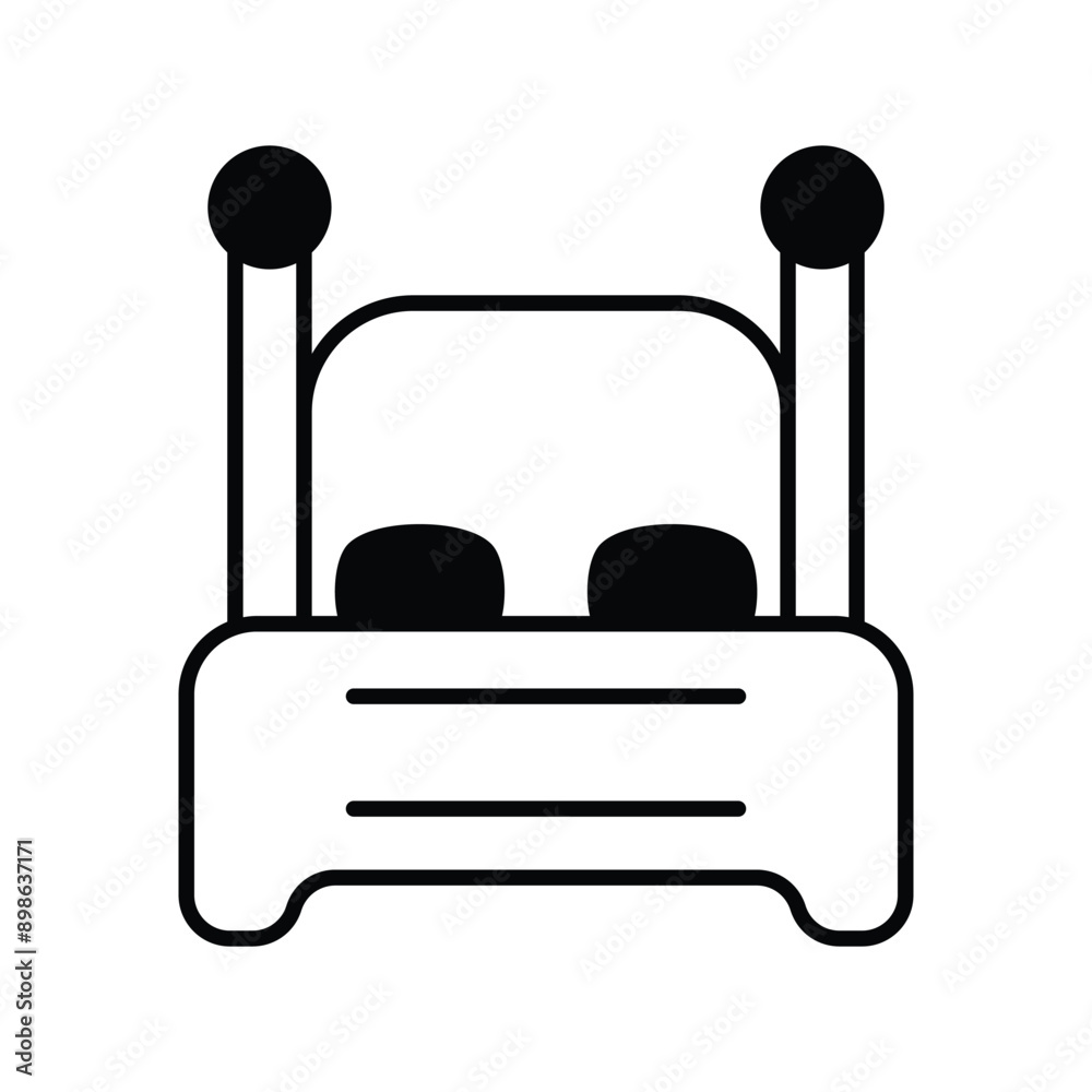 bed room glyph icon with white background vector stock illustration bed room glyph icon with white background vector stock illustration