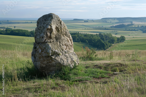 Stone sentinel napping while overseeing landscape photo