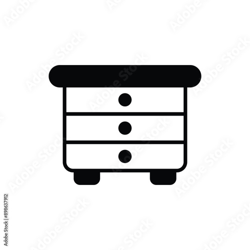 drawer glyph icon with white background vector stock illustration