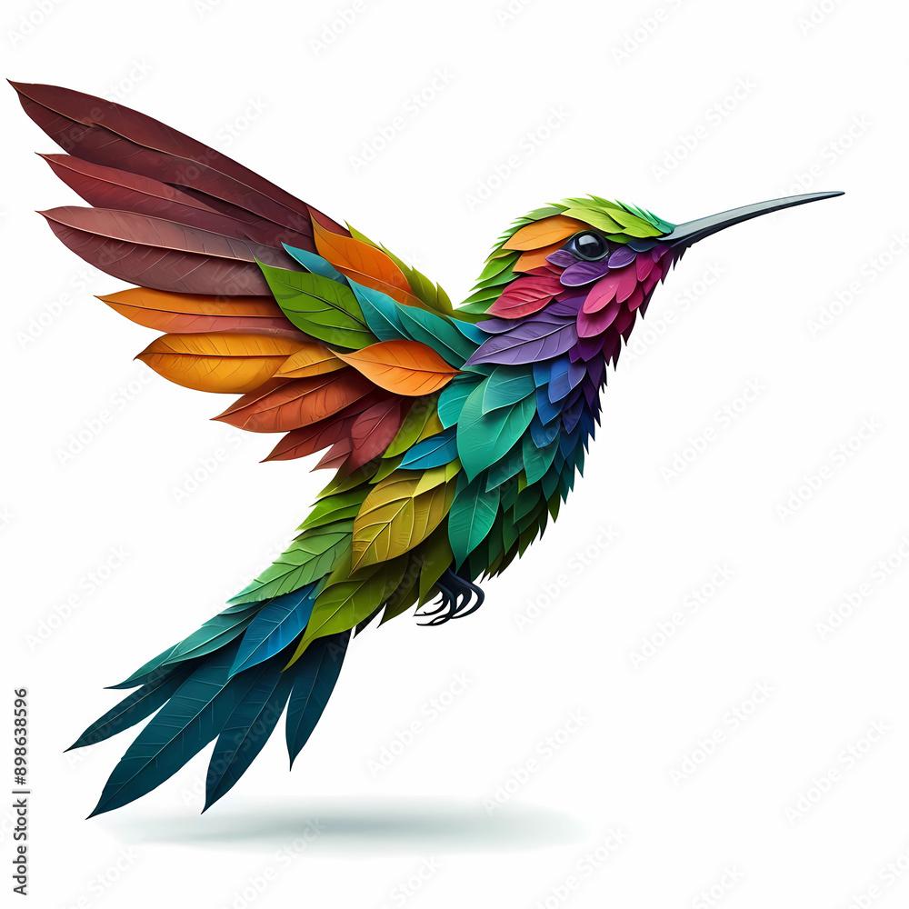 Obraz premium colored hummingbird images on white background