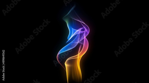 Vibrant abstract smoke wave on dark background