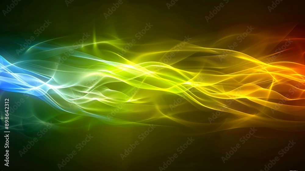 Obraz premium Wavy lines in green, yellow, and blue forming an abstract textured background