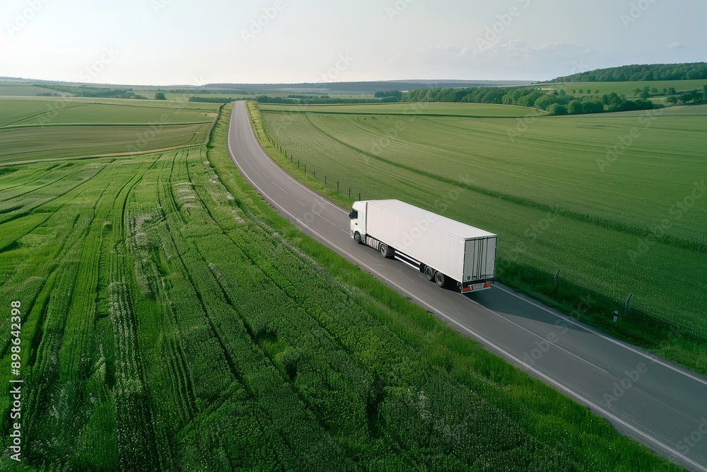 custom made wallpaper toronto digitalWhite Truck Driving on a Country Road