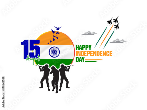 Indian Independence Day Creative Design concept 15th August, Indian Army, celebrating the victory of the Indian Army on Republic Day, Amar Jawan Jyoti. Kargil Victory Day. Indian Army Martyrs Day