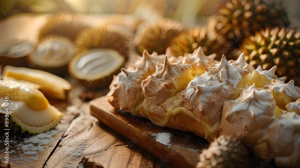 Bread with delicious durian jam topping, Cake with delicious durian jam topping Bread with delicious durian jam topping, Cake with delicious durian jam topping