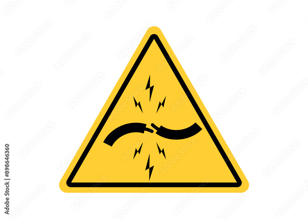 Short Circuit Icon: Electric Shock Hazard Sign on White Background Short Circuit Icon: Electric Shock Hazard Sign on White Background