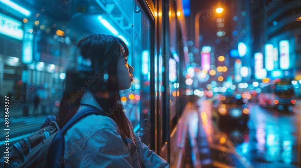 Young artist capturing the energy of a city at night Young artist capturing the energy of a city at night