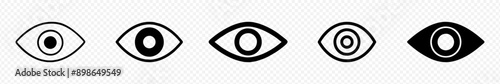 Eye icon vector isolated on transparent background. eye line icon set of vector
