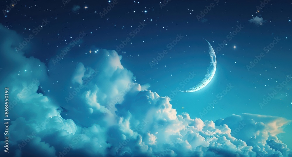 Fototapeta premium Moonlit Night Sky
