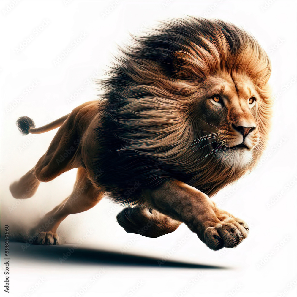 Obraz premium lion at full speed white background