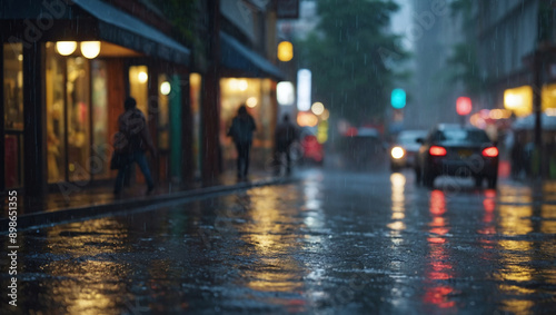 Wallpaper Mural heavy Raining in street photorealistic Torontodigital.ca