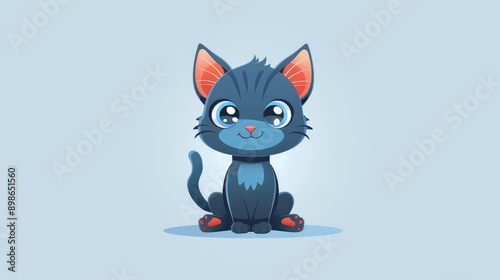 Cute cat icon character in vector style, ideal for children's illustrations and fun graphics.