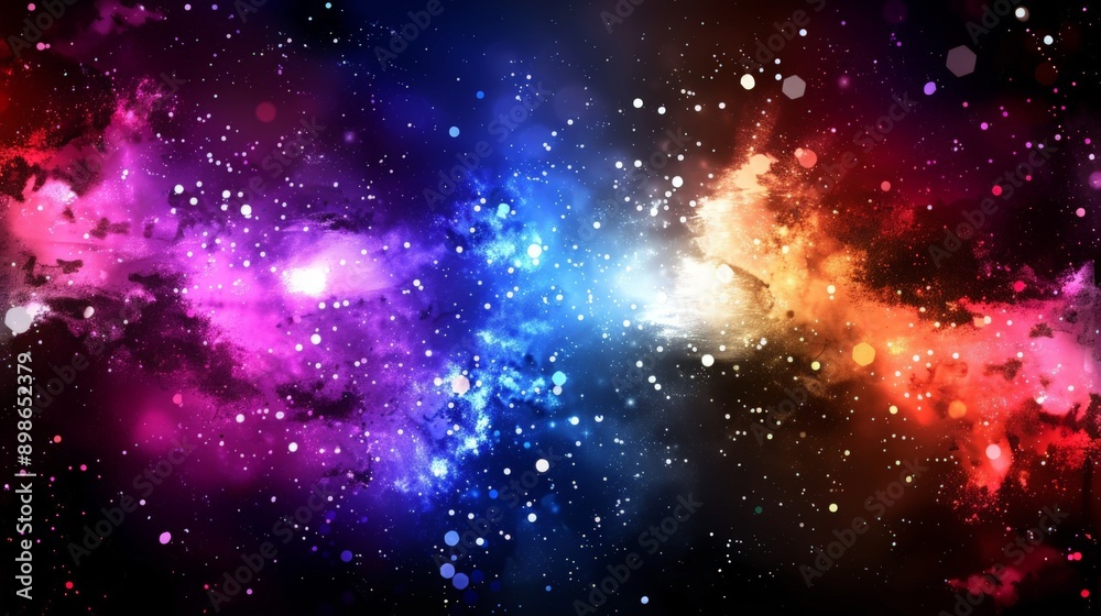 Fototapeta premium Vibrant universe backdrop featuring star clusters and nebula clouds