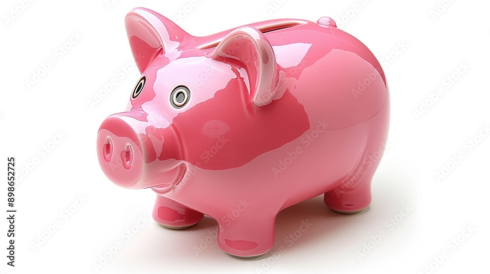 Pink Piggy Bank with Coins Pink Piggy Bank with Coins