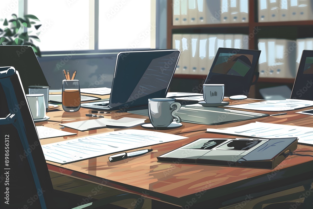 Modern Office Meeting Desk Scene Modern Office Meeting Desk Scene