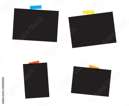 Empty photo frame set vector, realistic photo card frames mockup variants with shadows.