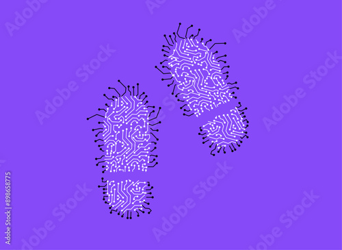 Digital footprint circuit global binary illustration