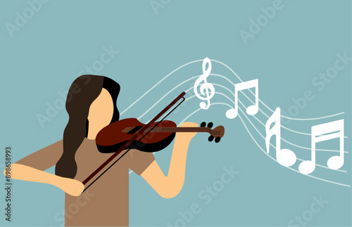 An woman playing violin illustration
