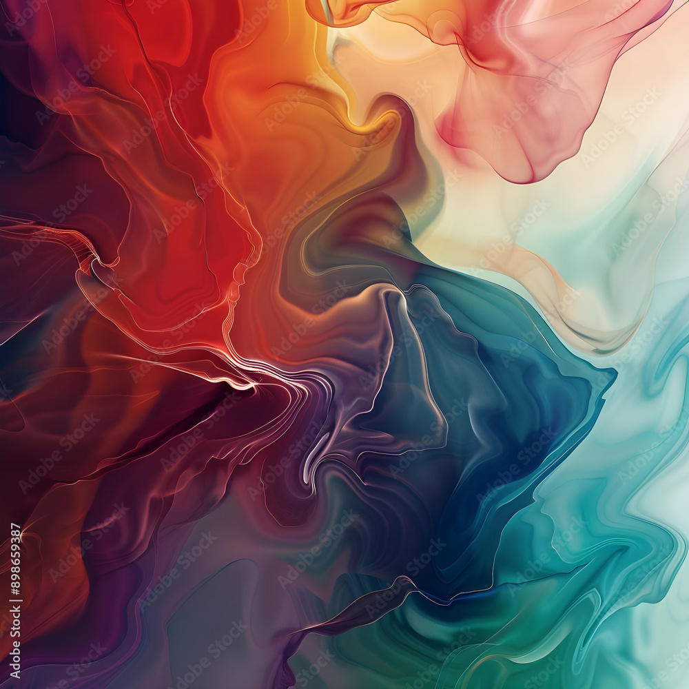 Obraz premium Abstract image showcasing vibrant swirling patterns in rich colors, blending seamlessly to create a dynamic and mesmerizing visual effect.